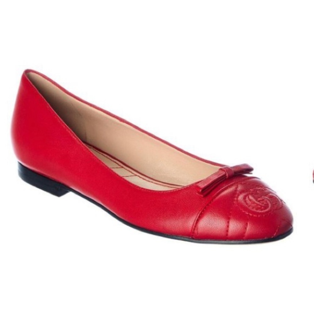 Gucci Women’s Red Double G Leather Ballet Flat